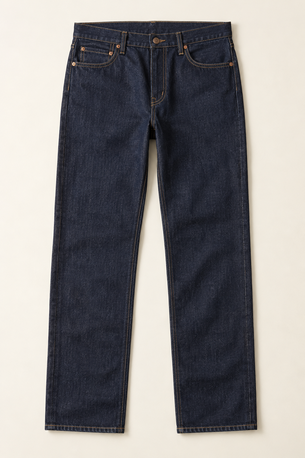 Fotorealistyczna wizualizacja AI: Jeans Raw, Surowy granat