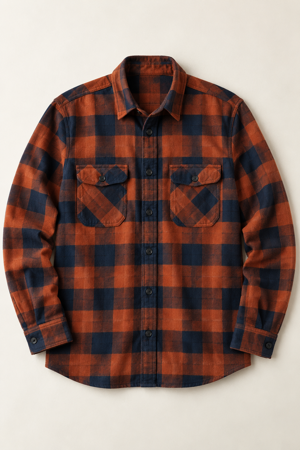 Fotorealistyczna wizualizacja AI: Overshirt Check, Rdzawa krata